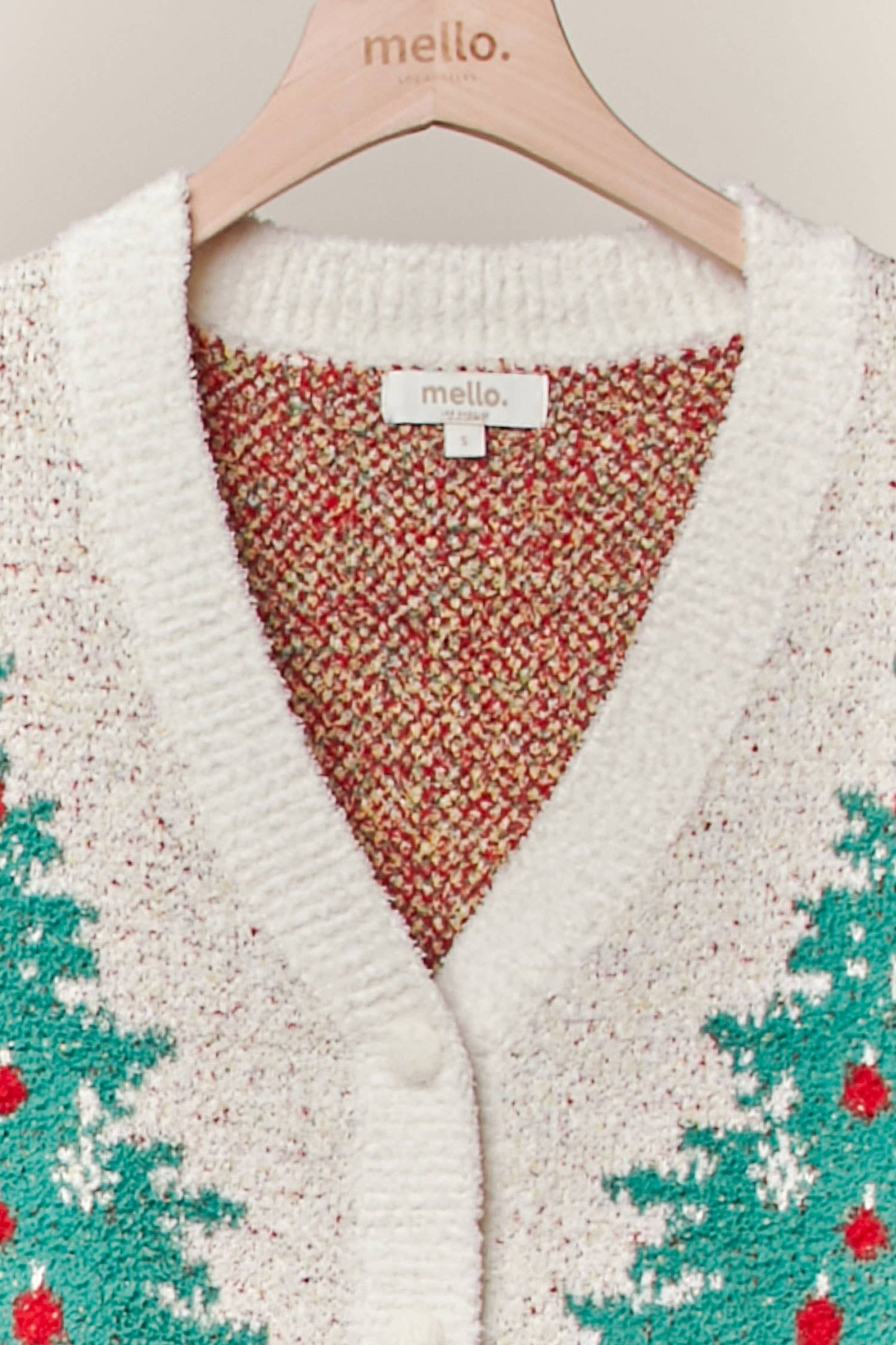 Merry Pine V-Neck Oversized Knit Cardigan - Christmas Tree