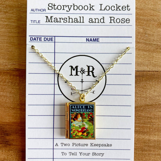 Book Locket Alice In Wonderland - Rabbit Running Late: Brass