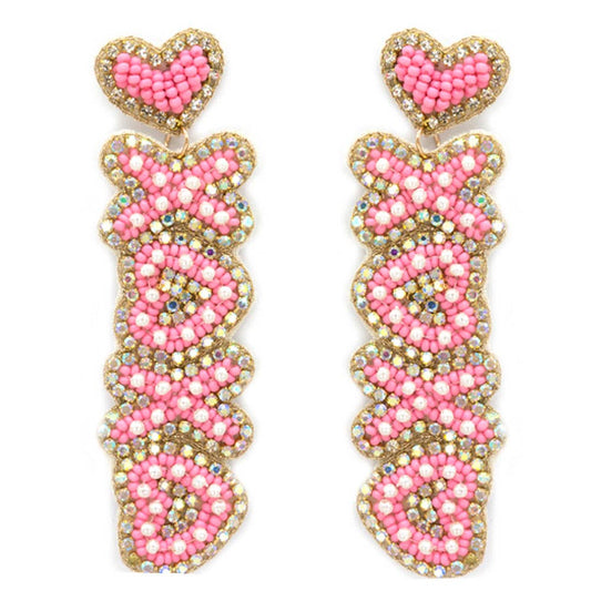 SEED BEAD XOXO DANGLE EARRING 13-6720