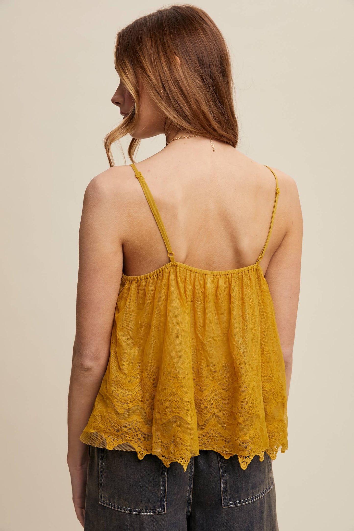 Embroidered Lace Layered Camisole Top