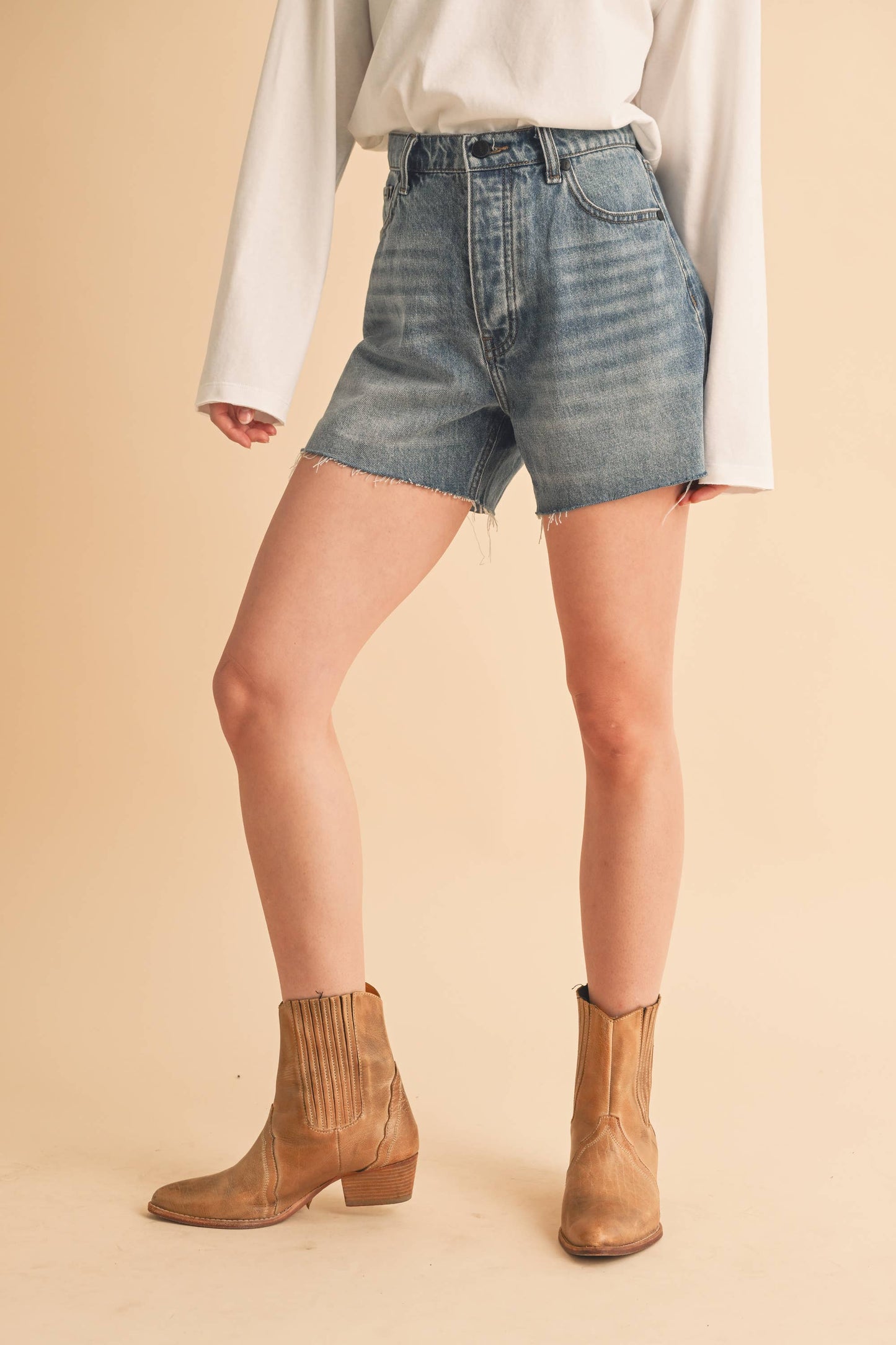 Raw Edge Denim Shorts