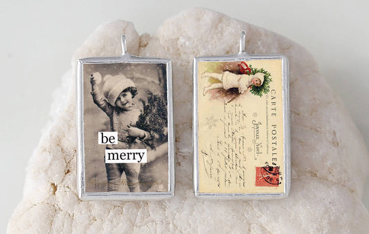 Be Merry Vintage Holiday Soldered Art Charm