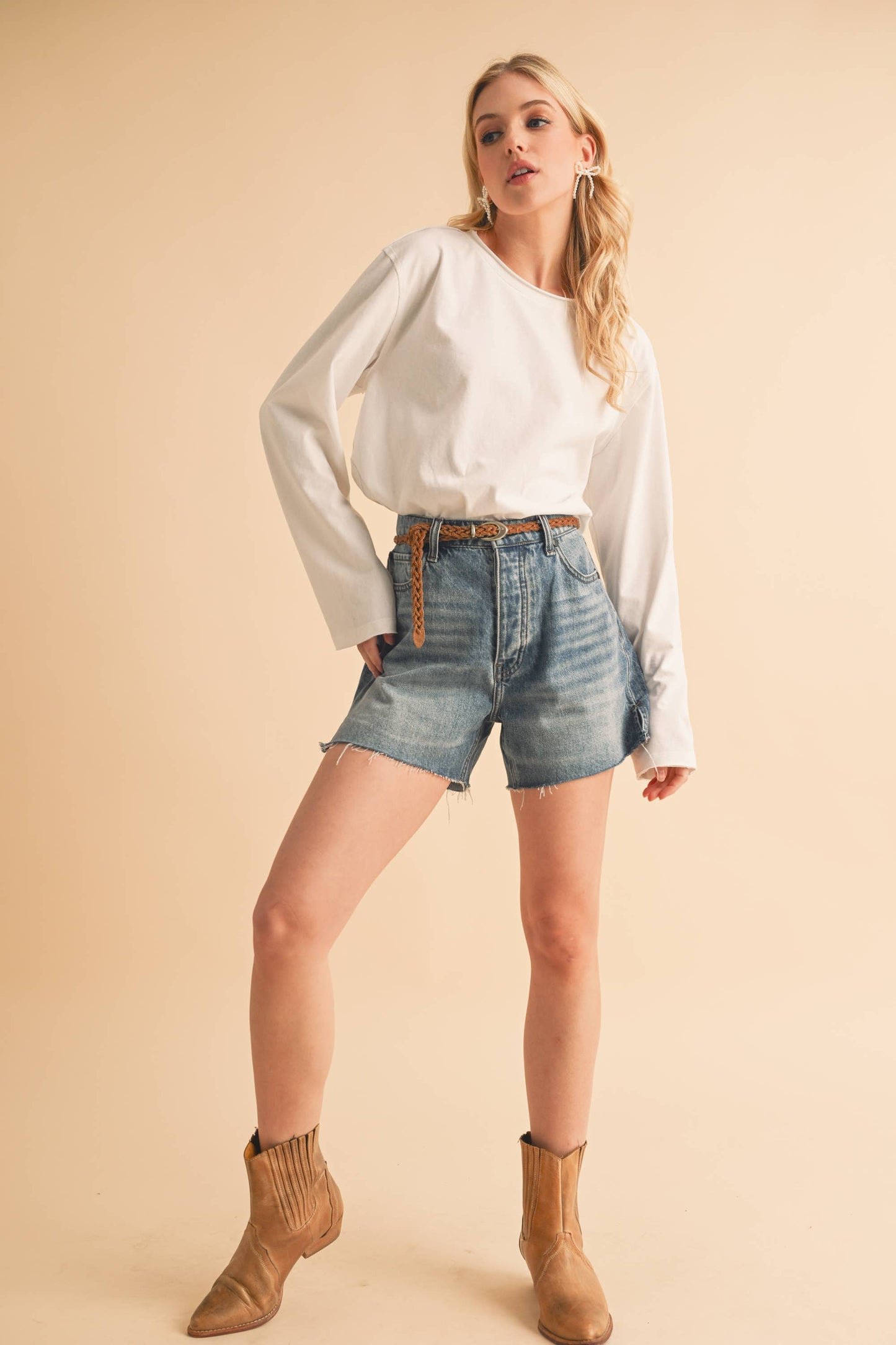 Raw Edge Denim Shorts