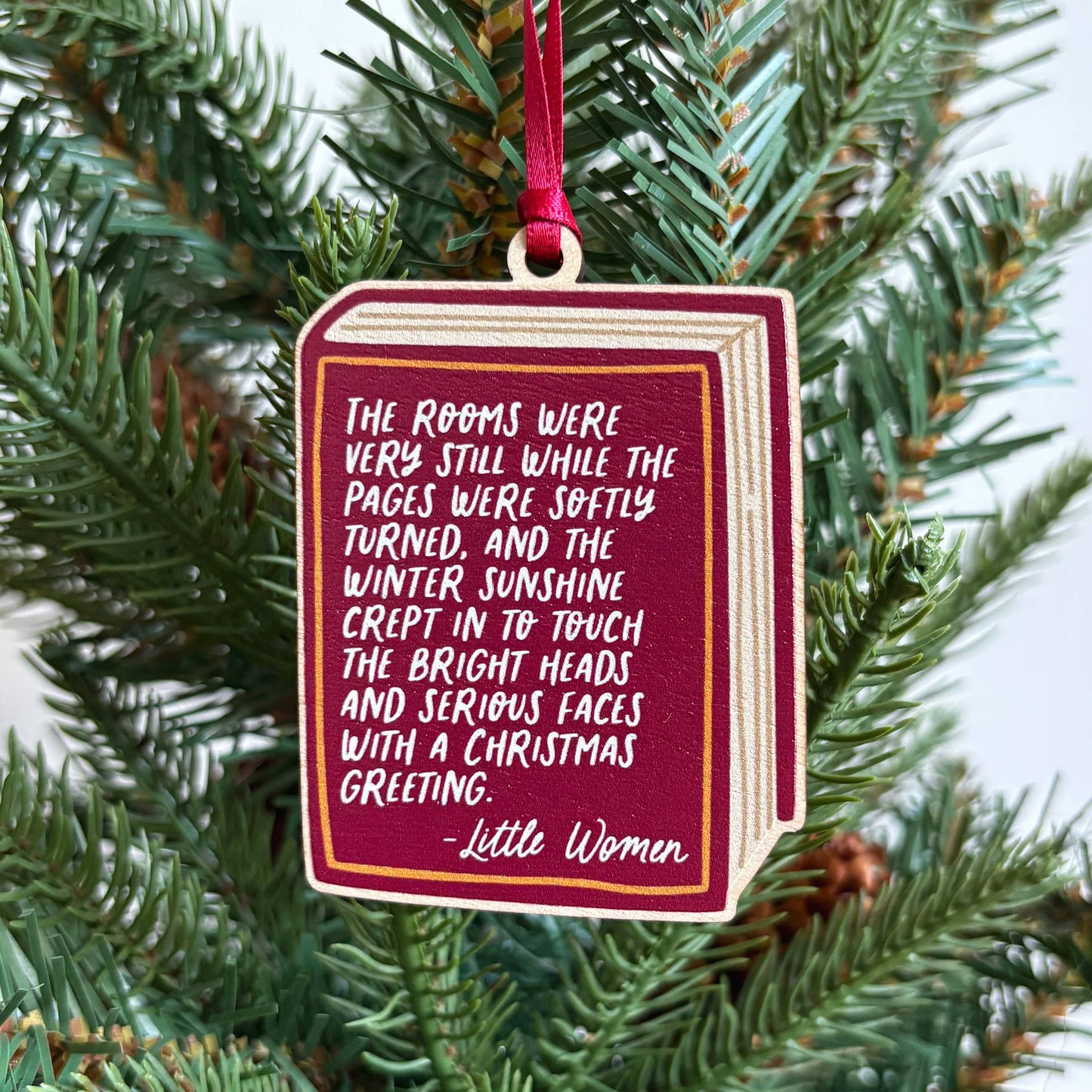 Little Women Book Quote Wooden Christmas Tree Decoration