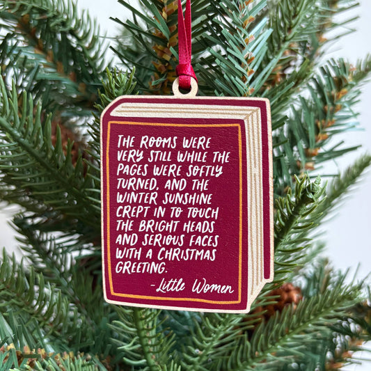 Little Women Book Quote Wooden Christmas Tree Decoration