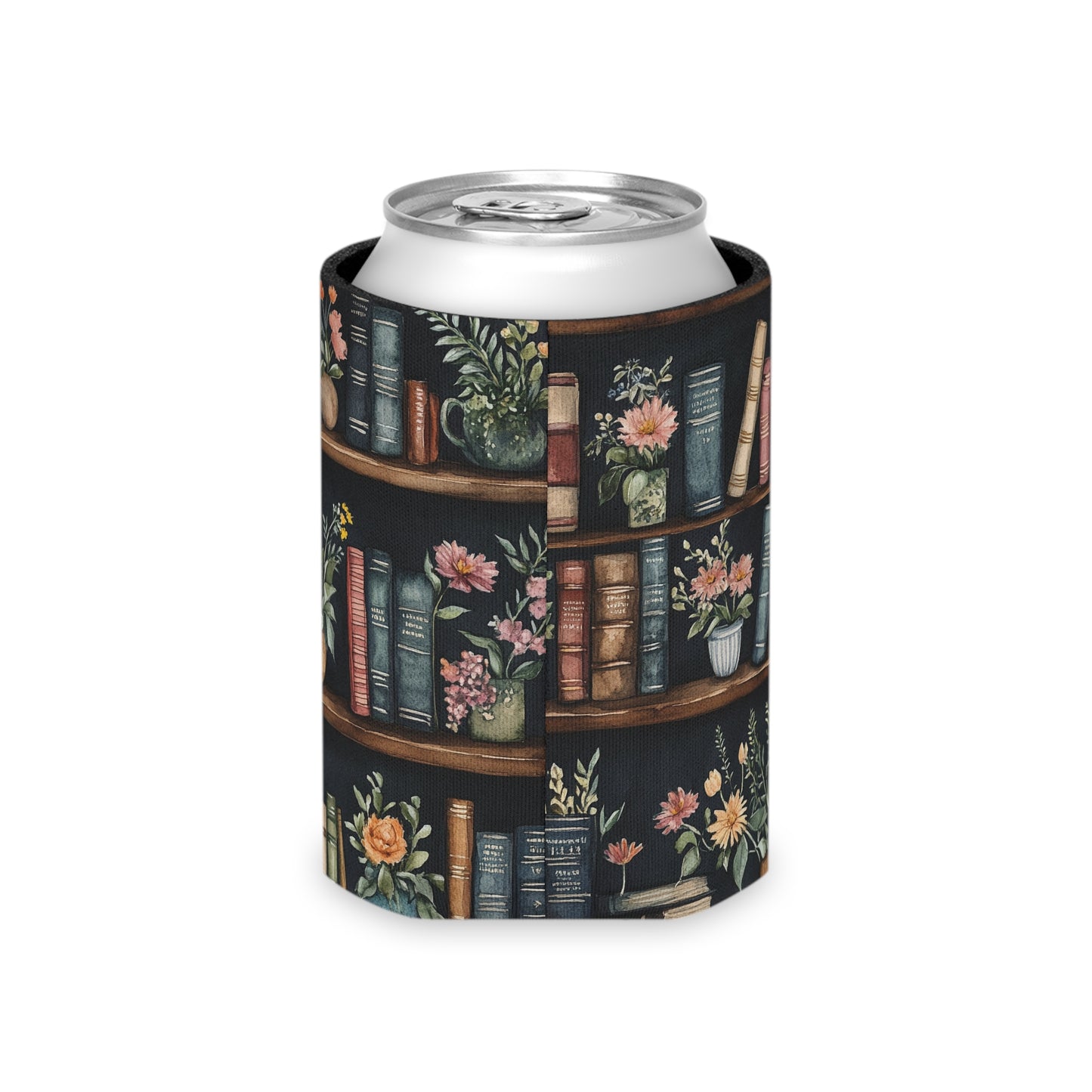 Bookish Can Cooler — Bookshelf Cozie for Sparkling Water & Reading