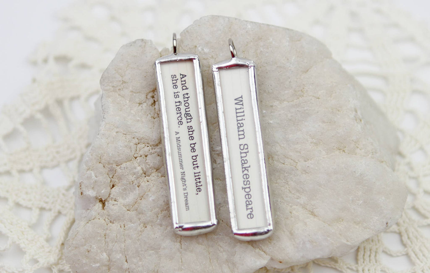 Shakespeare She is Fierce Quote Soldered Charm
