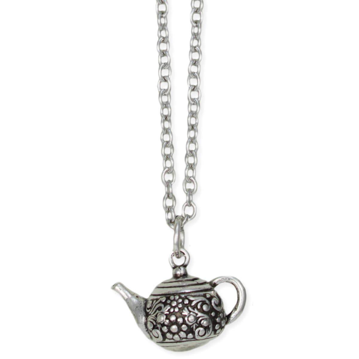 Spot of Tea Silver Kettle Necklace
