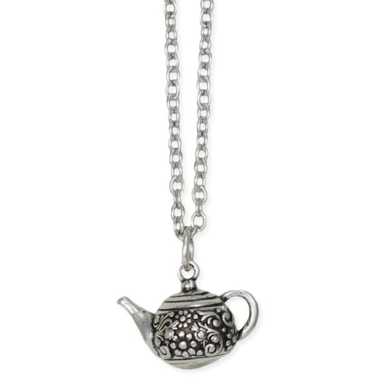 Spot of Tea Silver Kettle Necklace