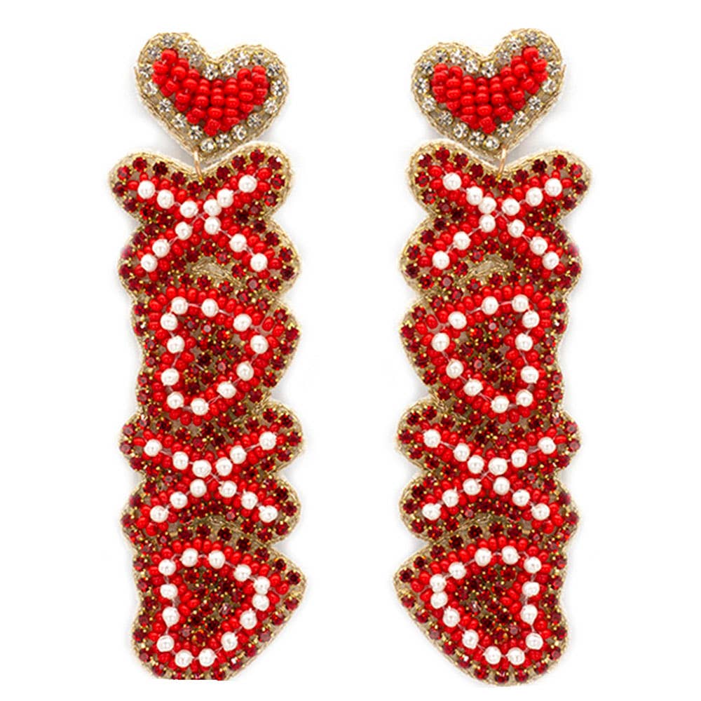SEED BEAD XOXO DANGLE EARRING 13-6720