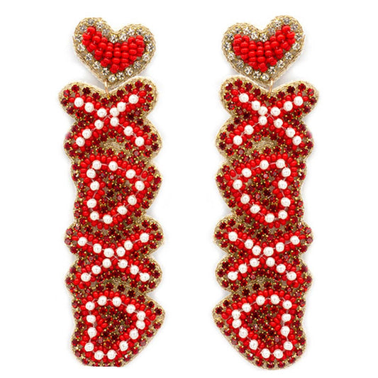 SEED BEAD XOXO DANGLE EARRING 13-6720