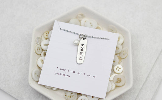 Bookish Hand Stamped Book Quote Necklace