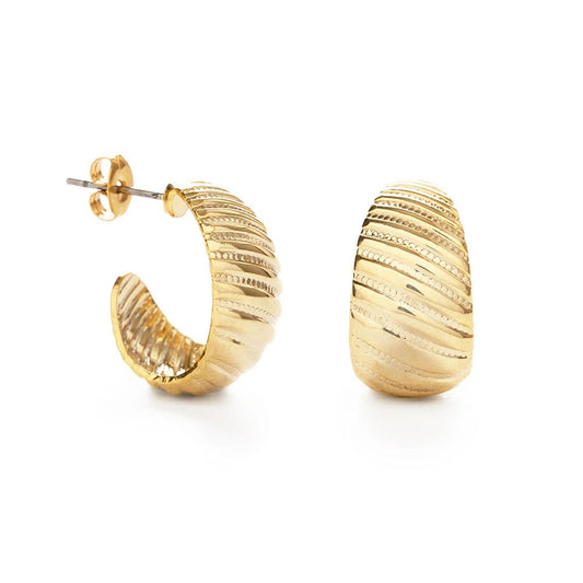 Vintage Beaded Shell Hoop Earrings