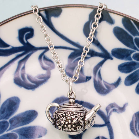Spot of Tea Silver Kettle Necklace