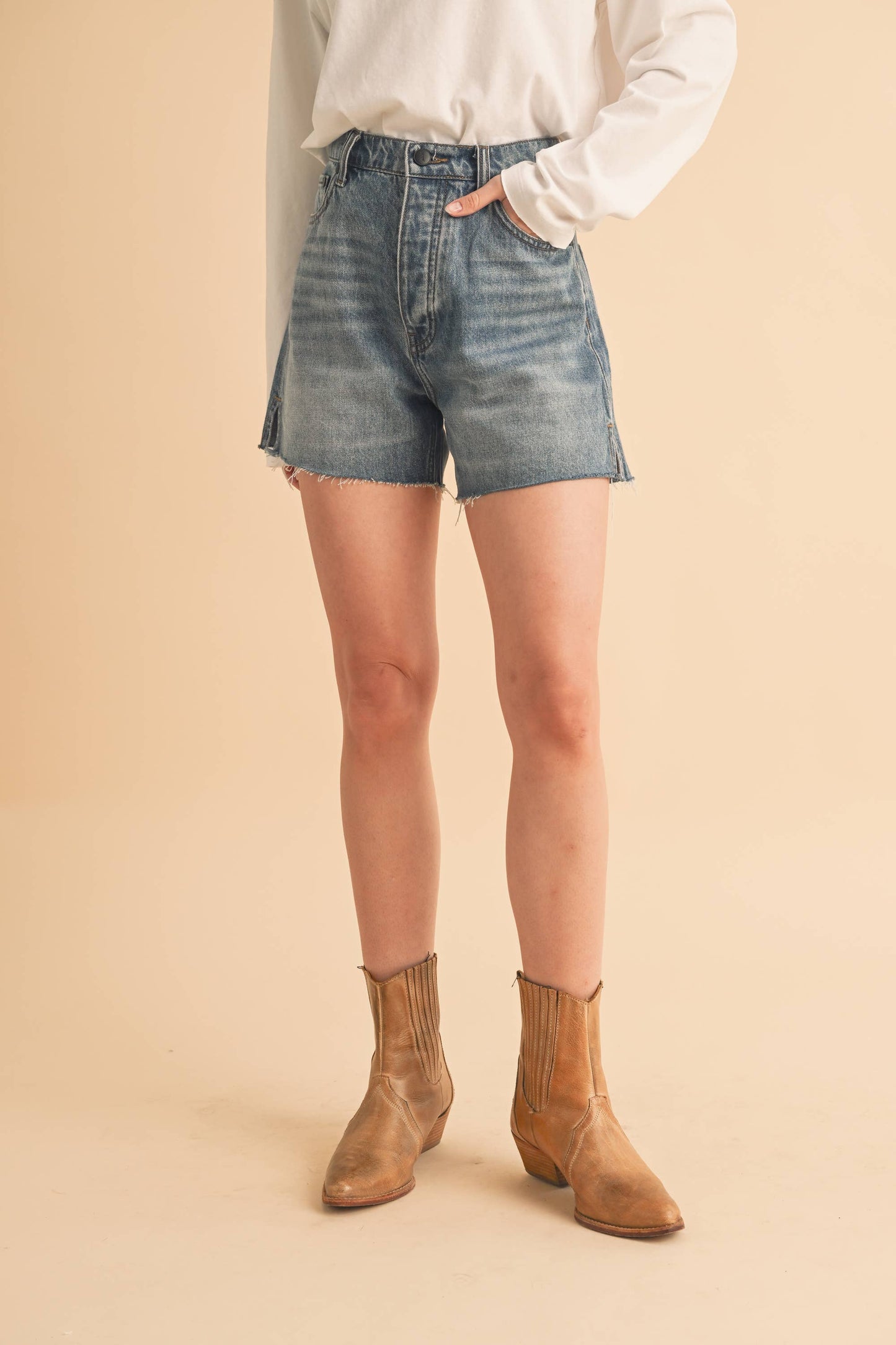 Raw Edge Denim Shorts