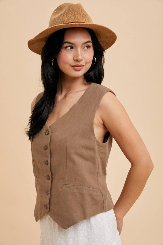 COTTON LINEN BLEND VEST