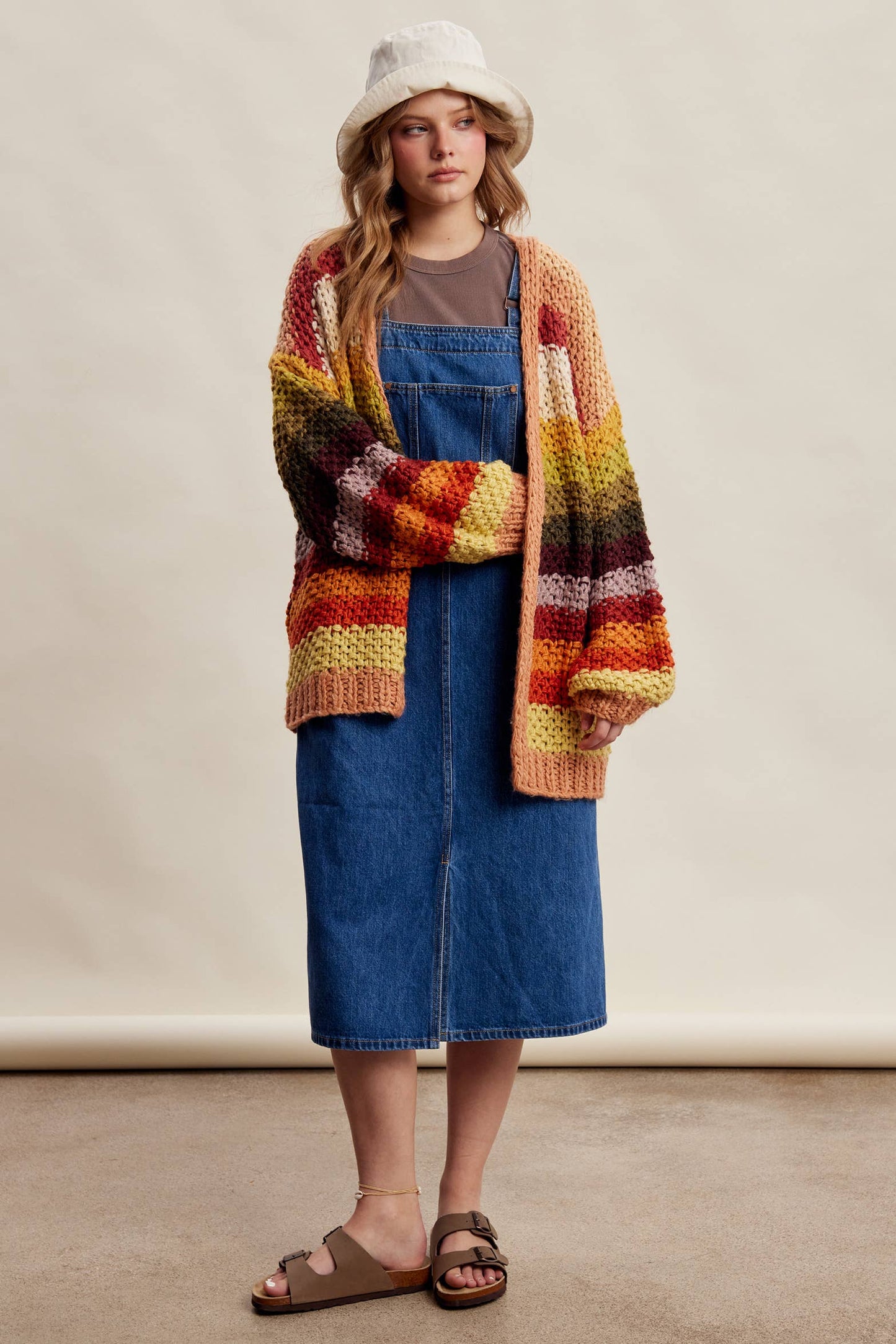 Rainbow Hand-Crochet Open Cardigan