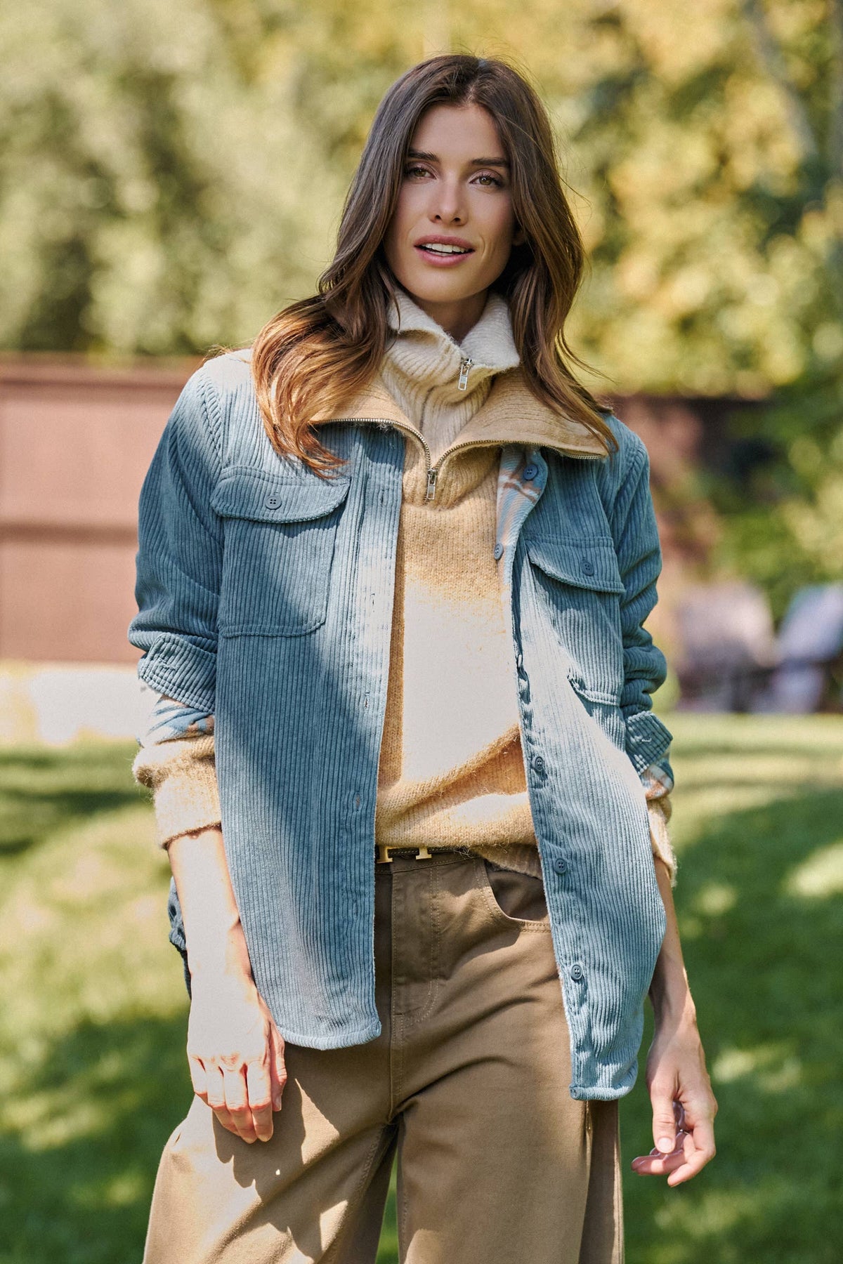 Plaid Lined Corduroy Flannel Shacket