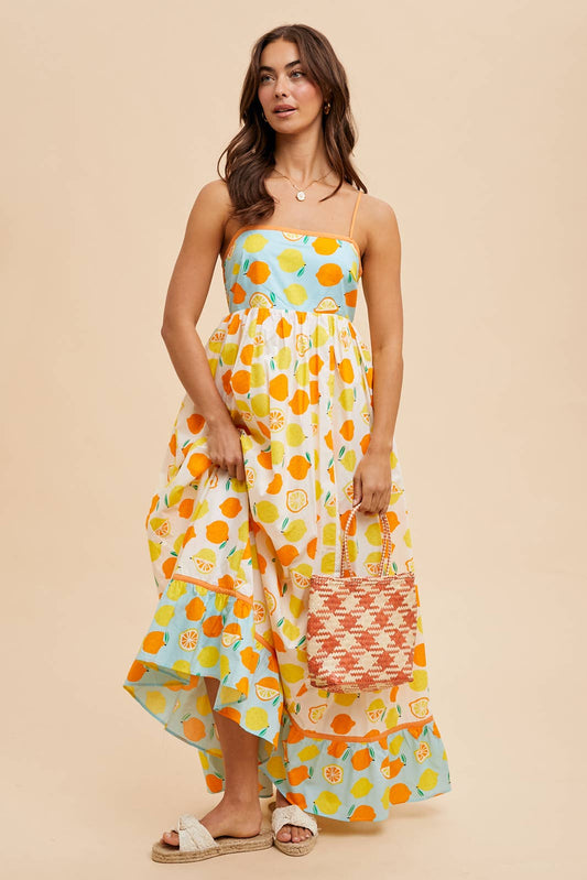 CONTRAST LEMON MAXI DRESS