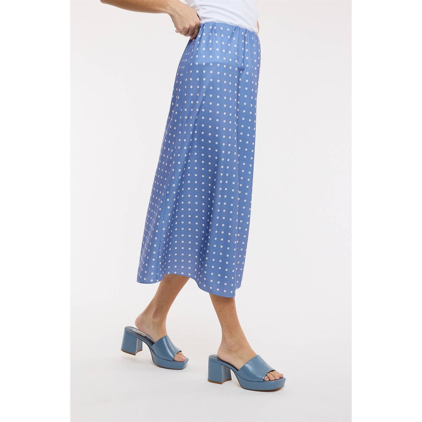 POLKA DOT SATIN MIDI SKIRT