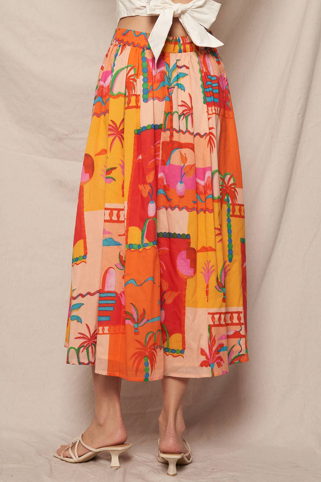Fiesta Printed Button Down Midi Skirt