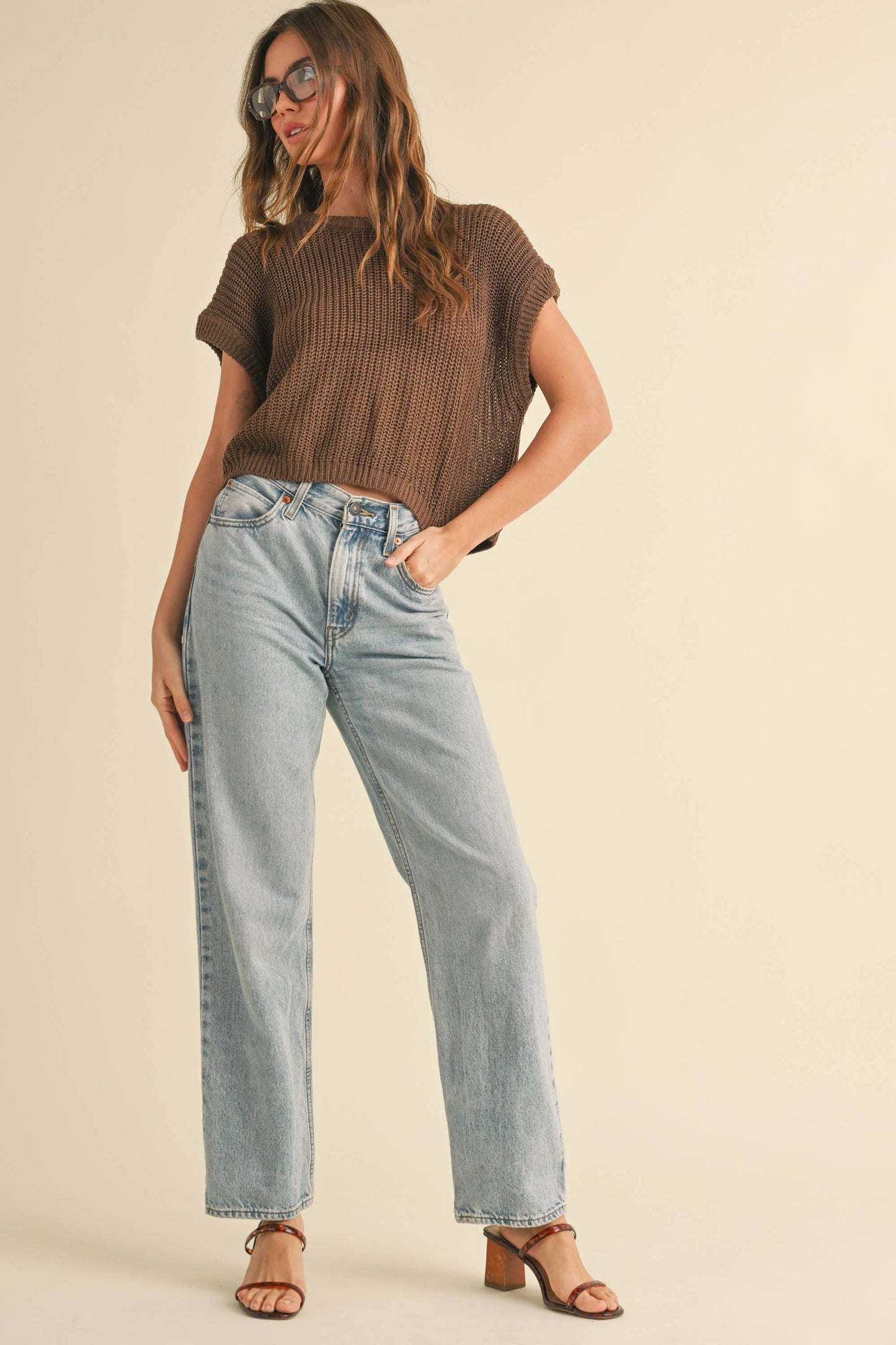 DOLMAN SLEEVE KNITTED TOP: ESPRESSO