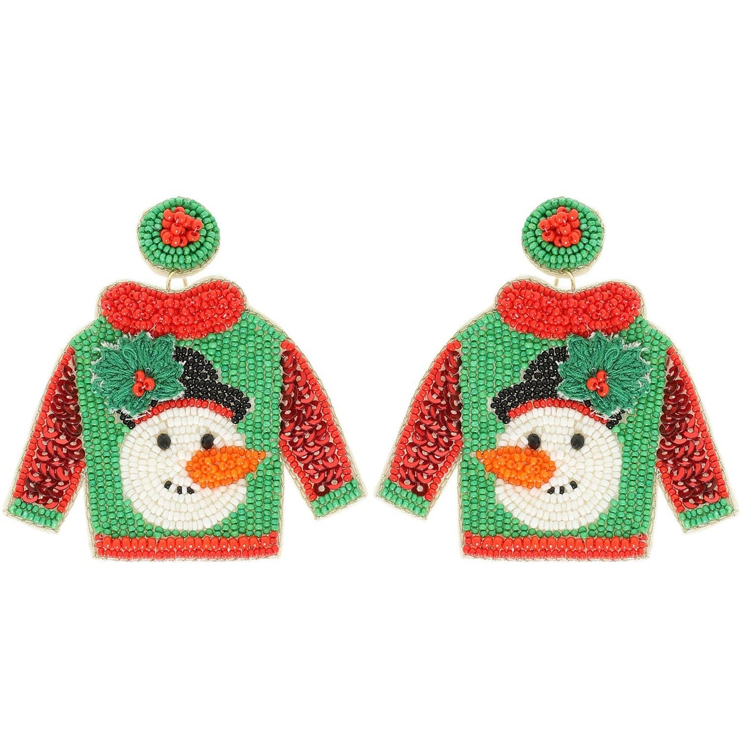 CHRISTMAS UGLY SWEATER SNOWMAN EARRINGS