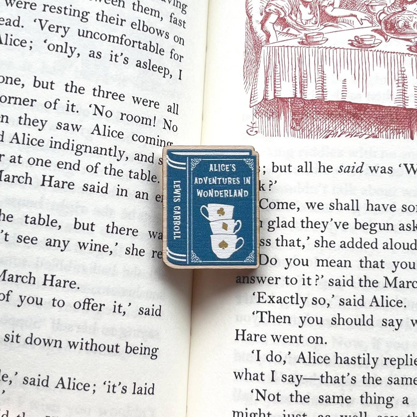 Alice's Adventures In Wonderland Book Wooden Pin