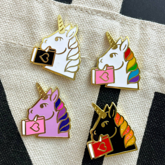 Bookish Unicorn enamel pin