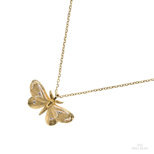 Moths and Butterflies Gold Bookish Pendant Necklace