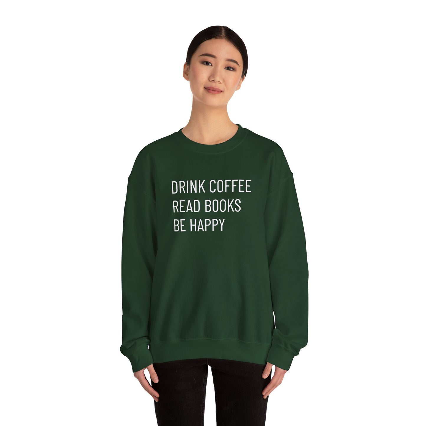 Coffee Books Happy - Unisex Heavy Blend™ Crewneck Sweatshirt