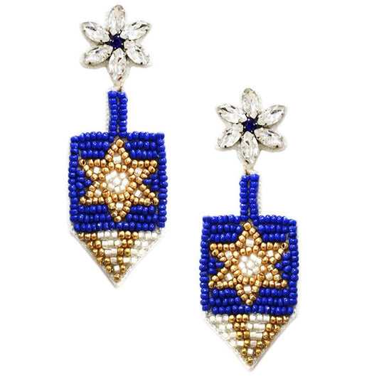 STAR OF DAVID SEED BEAD EARRING EW-6216