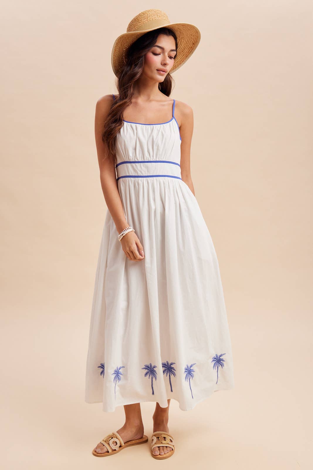 EMBROIDERED CONTRAST SLEEVELESS MAXI DRESS