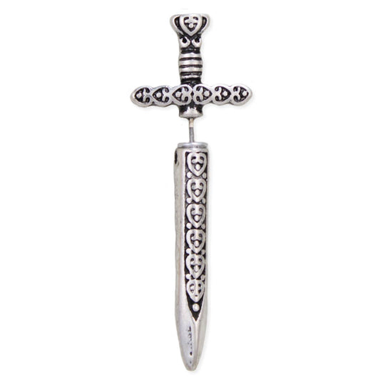 Warrior Style Silver Sword Earrings