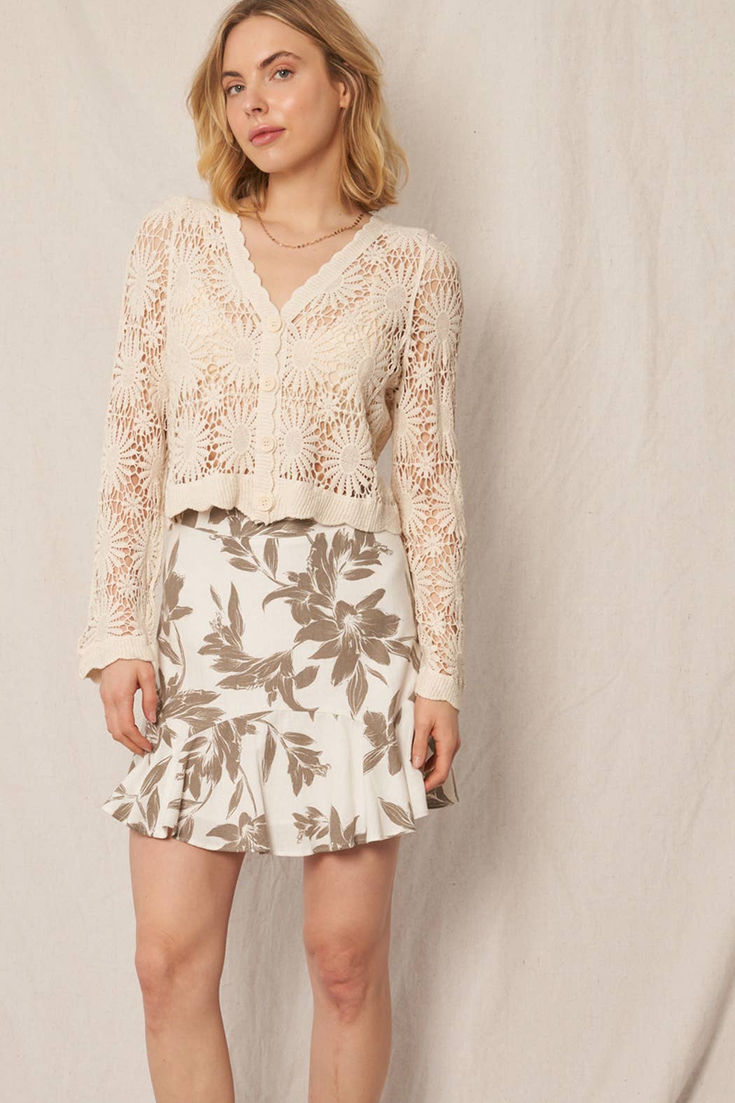 Flower Pattern Crochet Cardigan