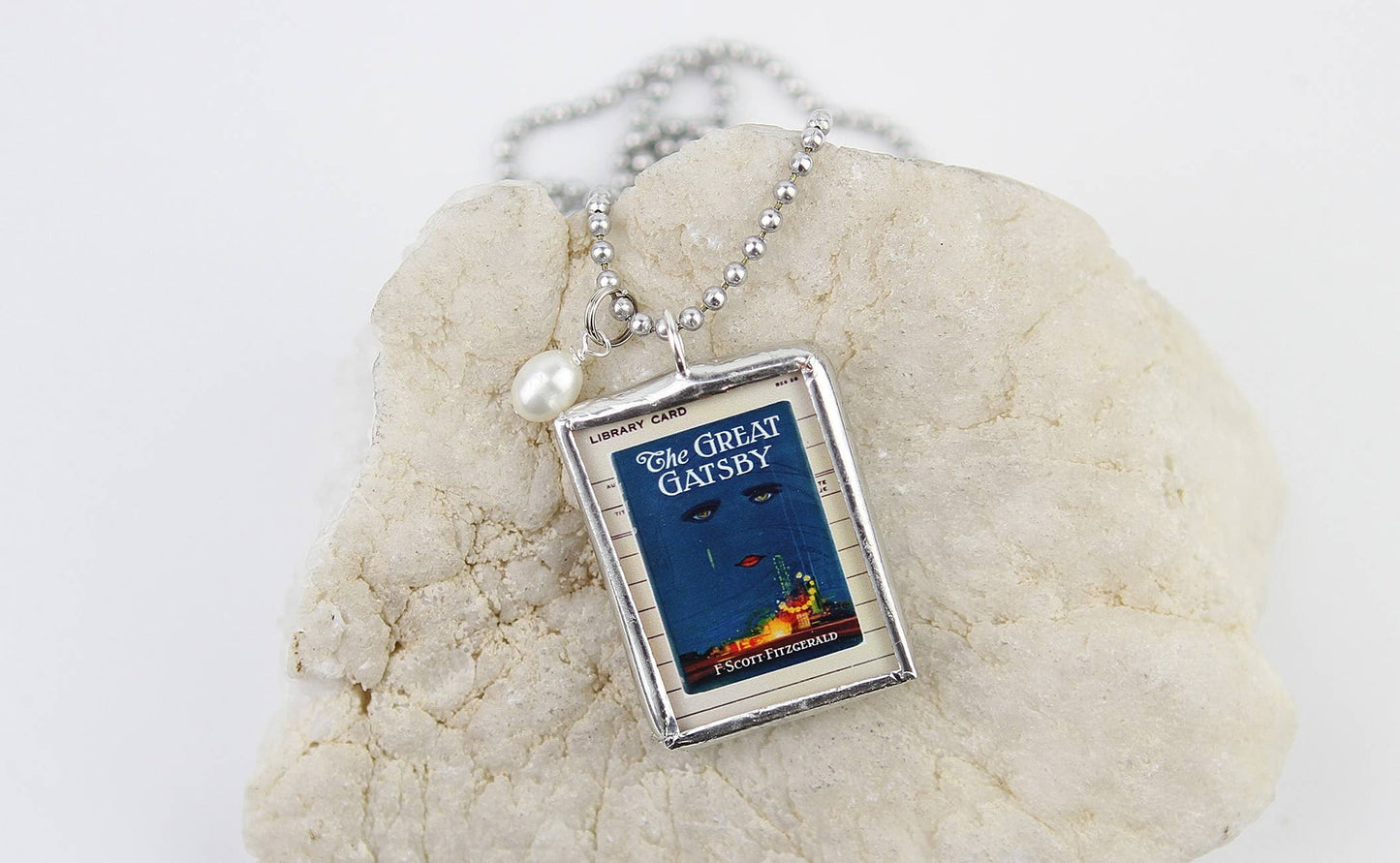 The Great Gatsby Vintage Book Cover Charm Necklace  