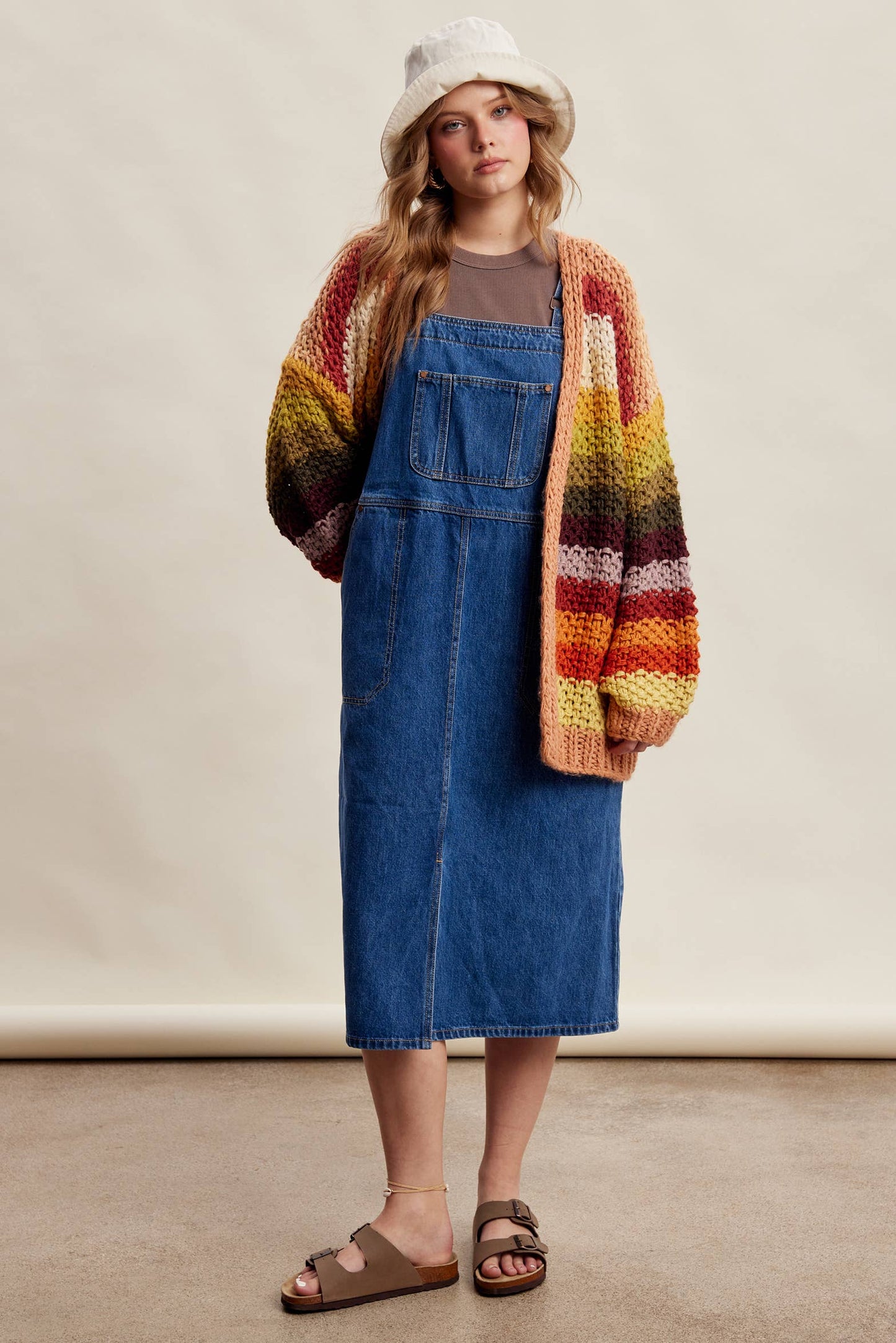 Rainbow Hand-Crochet Open Cardigan