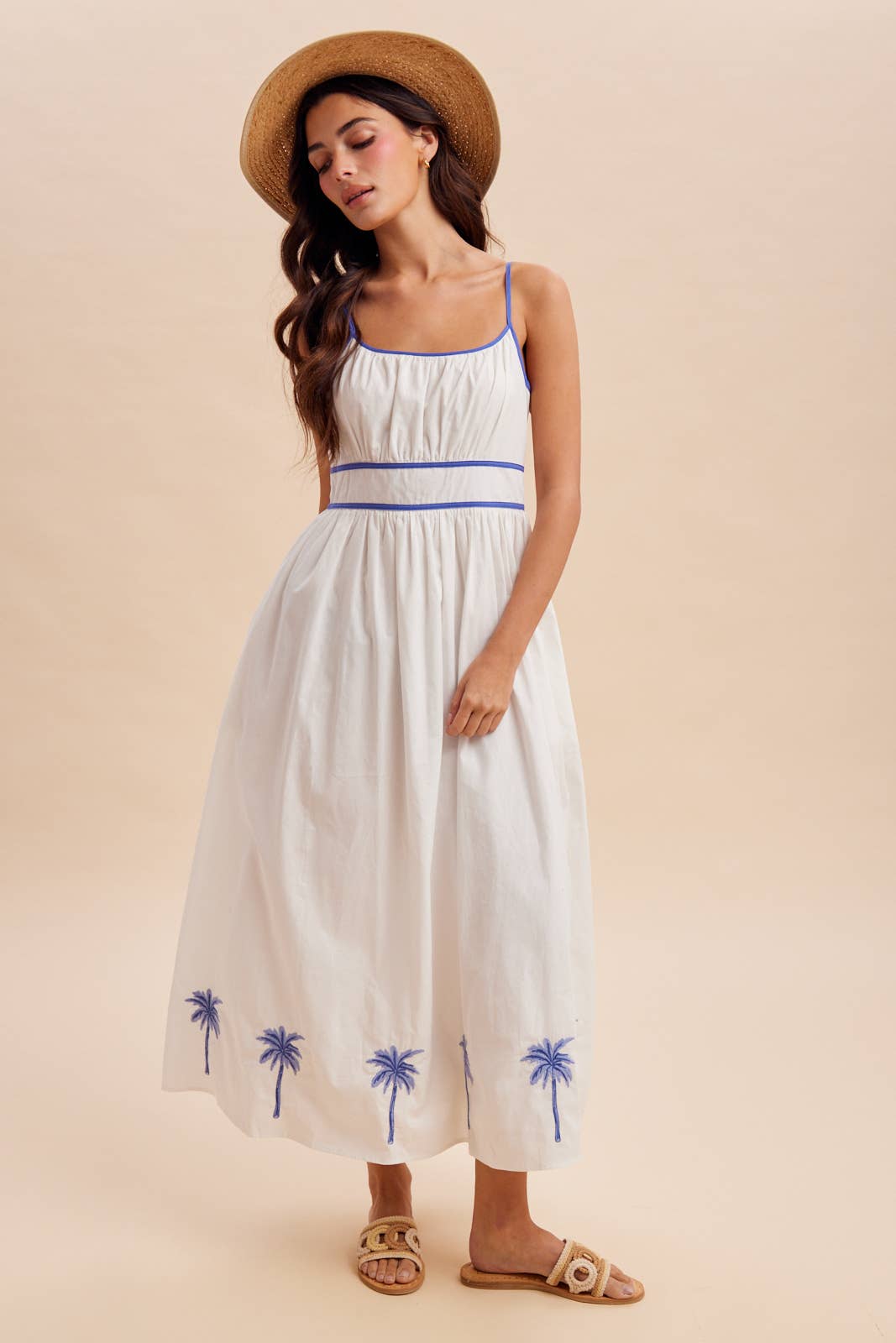 EMBROIDERED CONTRAST SLEEVELESS MAXI DRESS