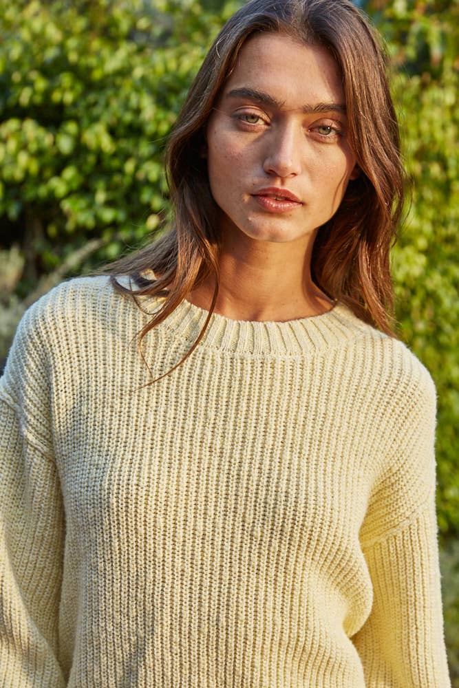 Butter Yellow 100% Cotton Ribbed Sweater