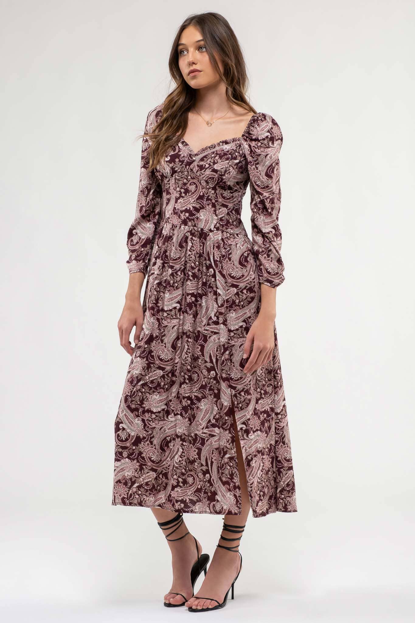 Chocolate Paisley Mid Dress