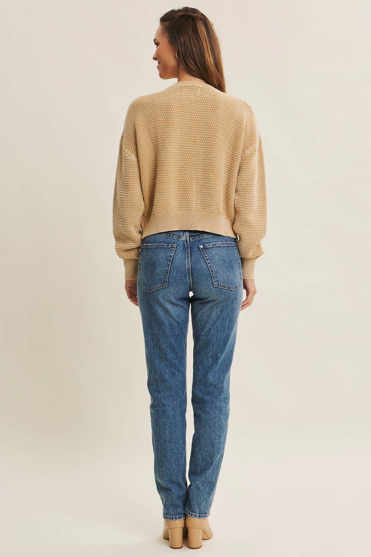 MINERAL-WASHED CABLE KNIT COTTON CARDIGAN