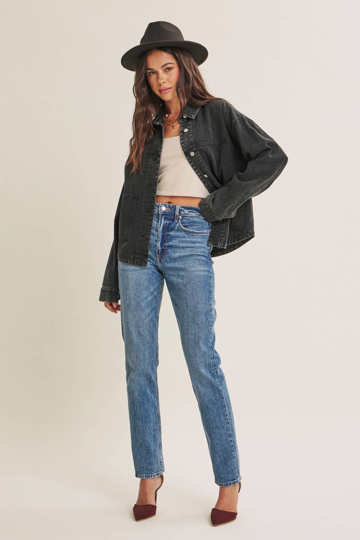 ONE OF A KIND WASHED COTTON TWILL UTILITY OVERSIZED JACKET