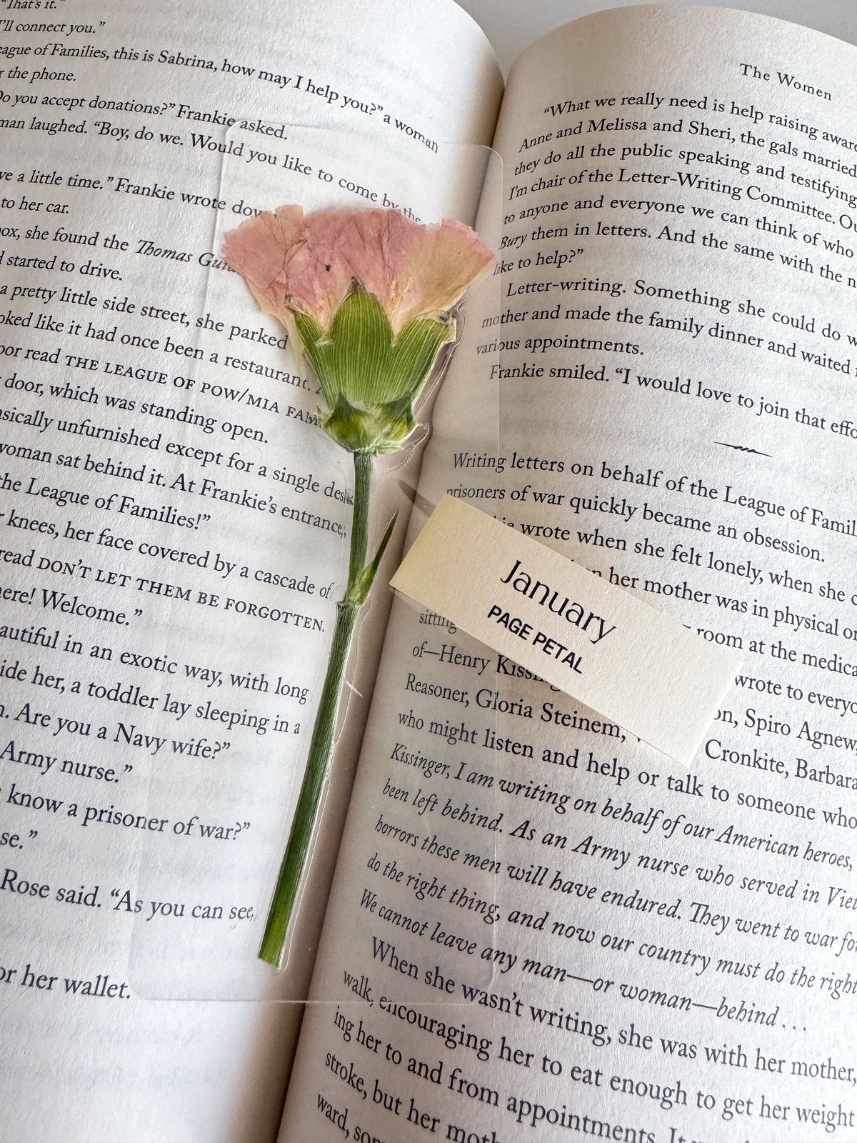 January Carnation Bookmark | Birth Month Flower Gift