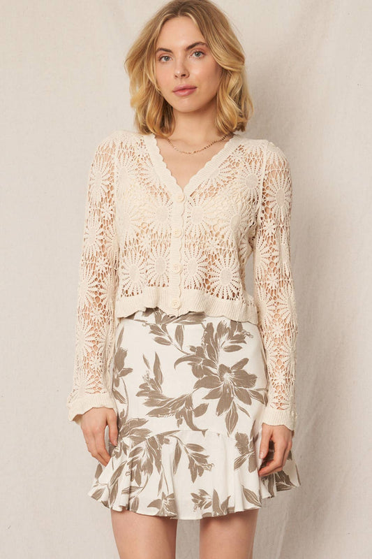 Flower Pattern Crochet Cardigan