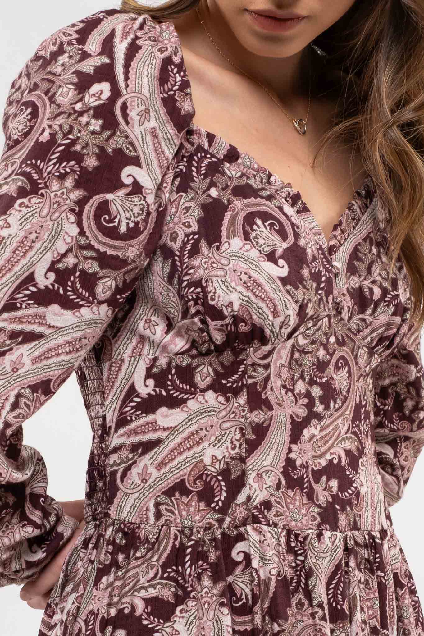 Chocolate Paisley Mid Dress