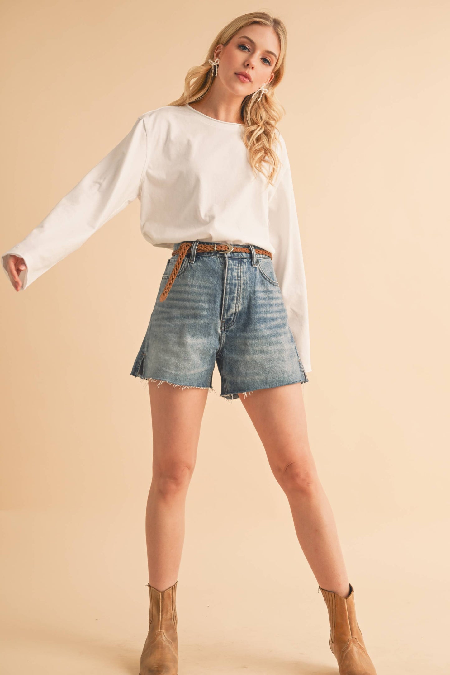 Raw Edge Denim Shorts