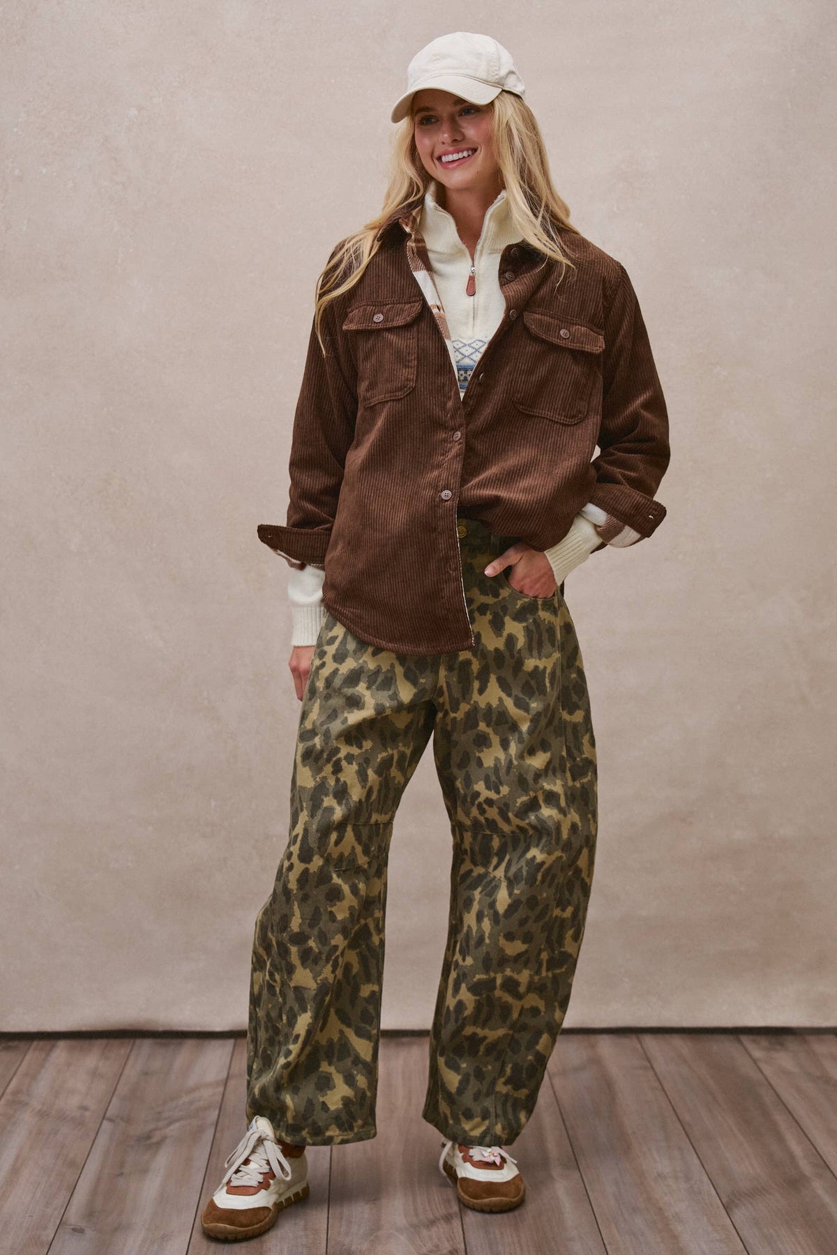 Plaid Lined Corduroy Flannel Shacket