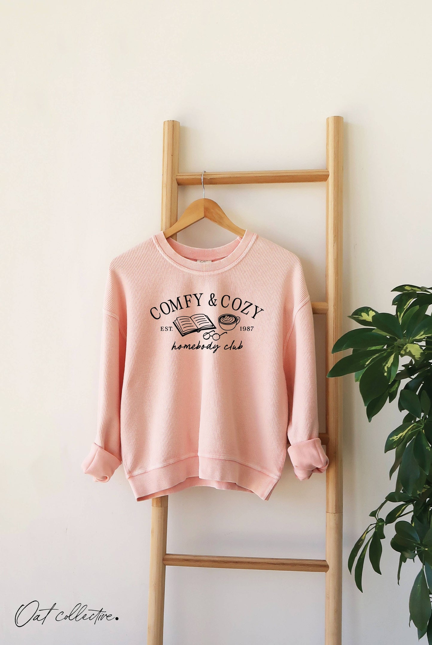 COMFY AND COZY Cropped Thermal Vintage Pullover