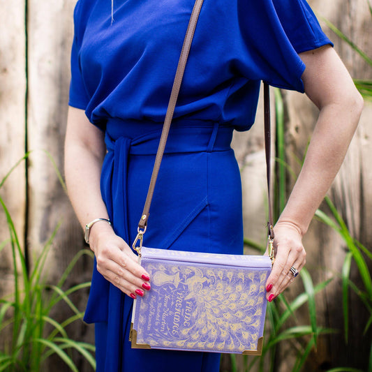 Pride and Prejudice Purple Book Crossbody Clutch Bag