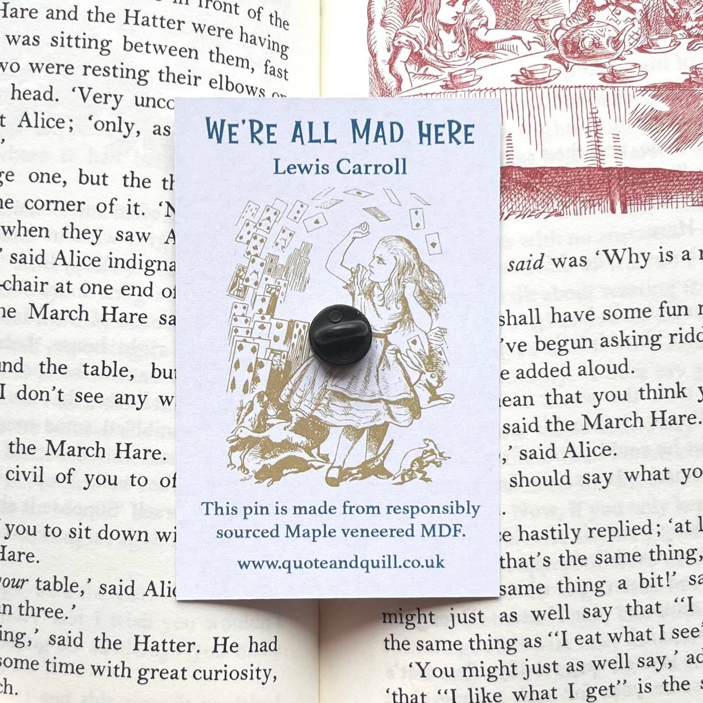 Alice's Adventures In Wonderland Book Wooden Pin